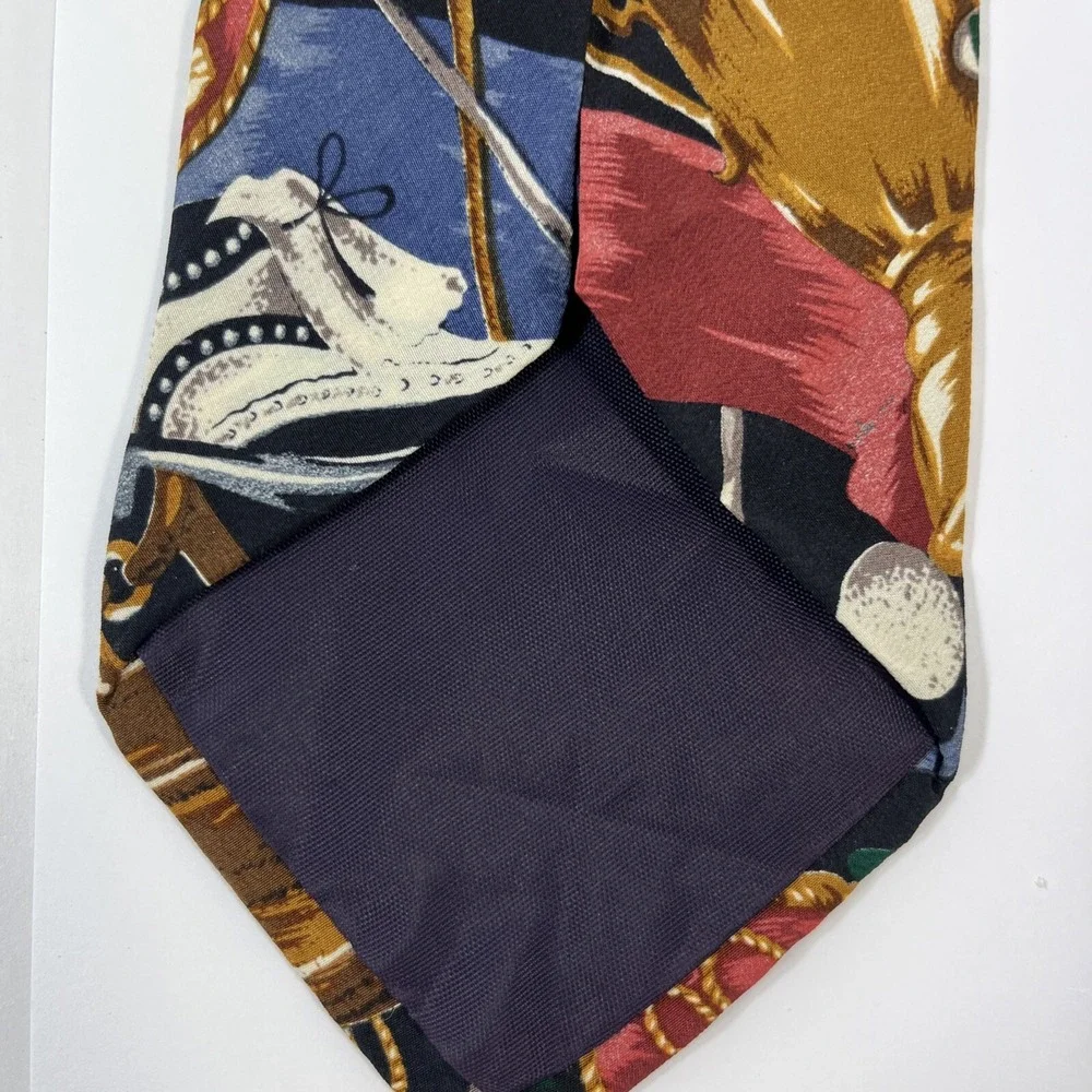 Roffe' Mens Tie 3.5 in W x L 56 in Silk White Green Brown Red